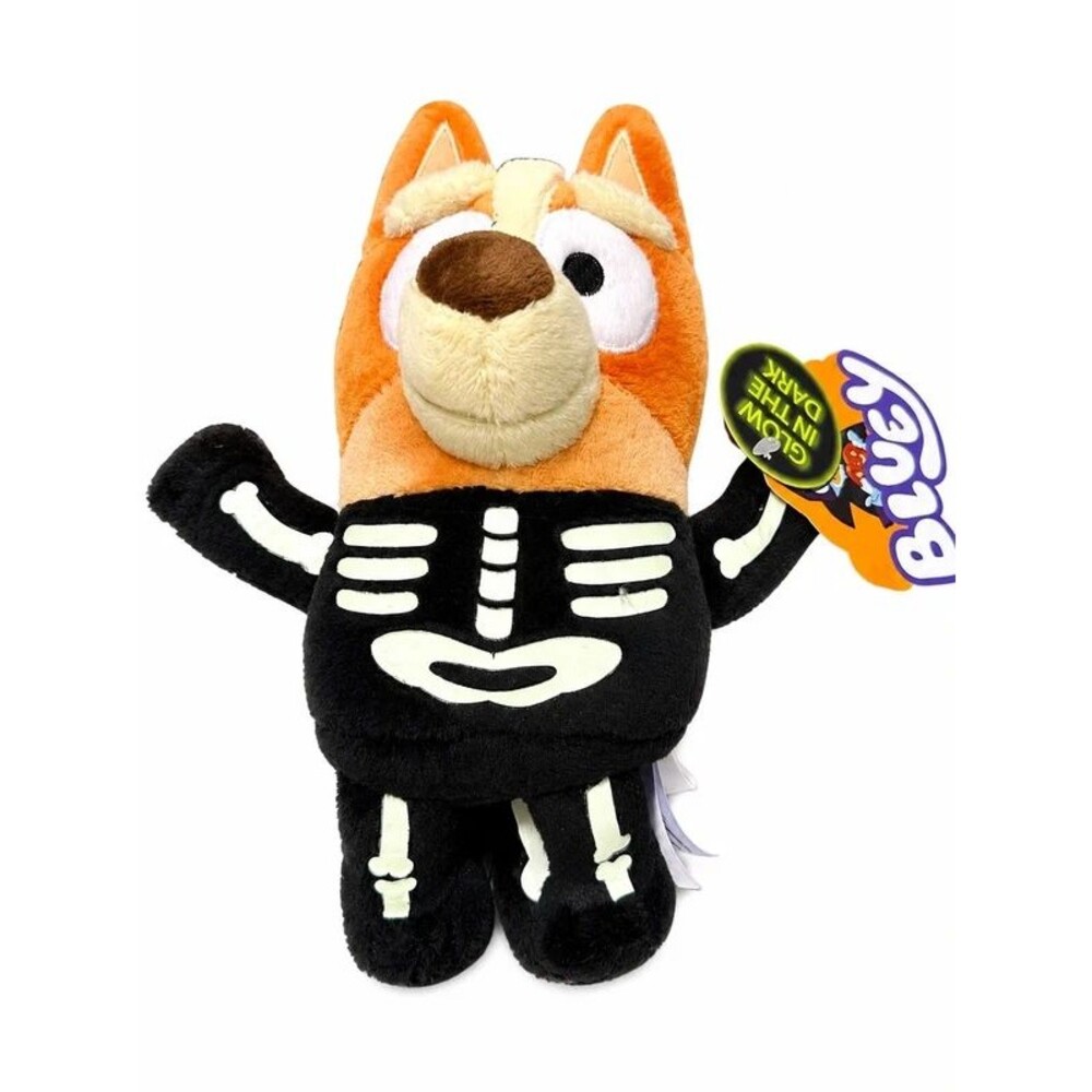 Bluey Bingo Halloween Glow in the Dark Skeleton Plush 7.5” 2025 NEW w/ Tag